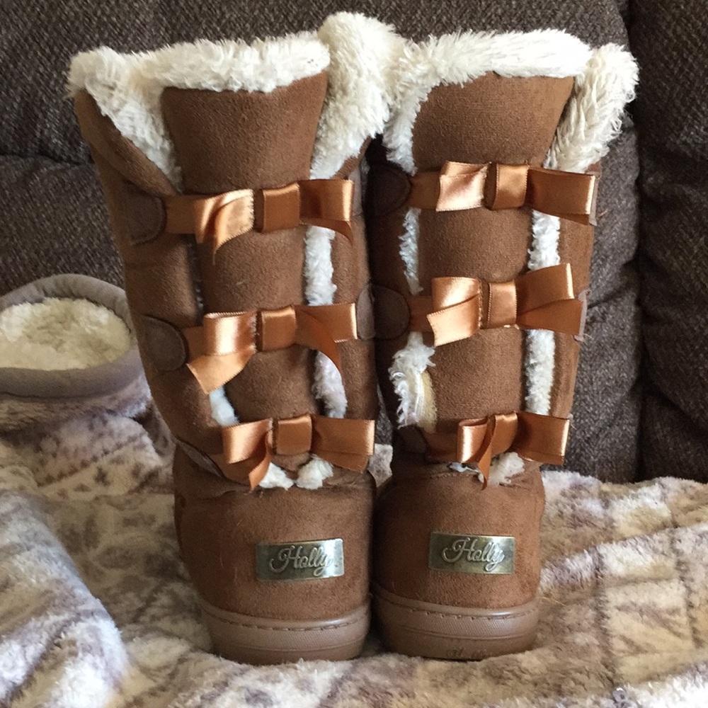 Holly Triplet bow boots tan/camel US6/UK37 used
